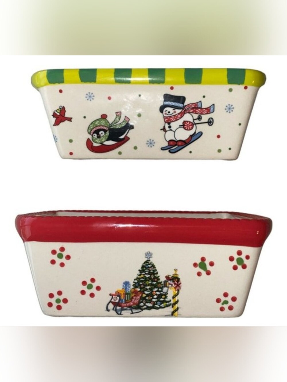 Set Of 2 Temptations By Tara Holiday Christmas 12 oz Mini Loaf Pan Ovenware